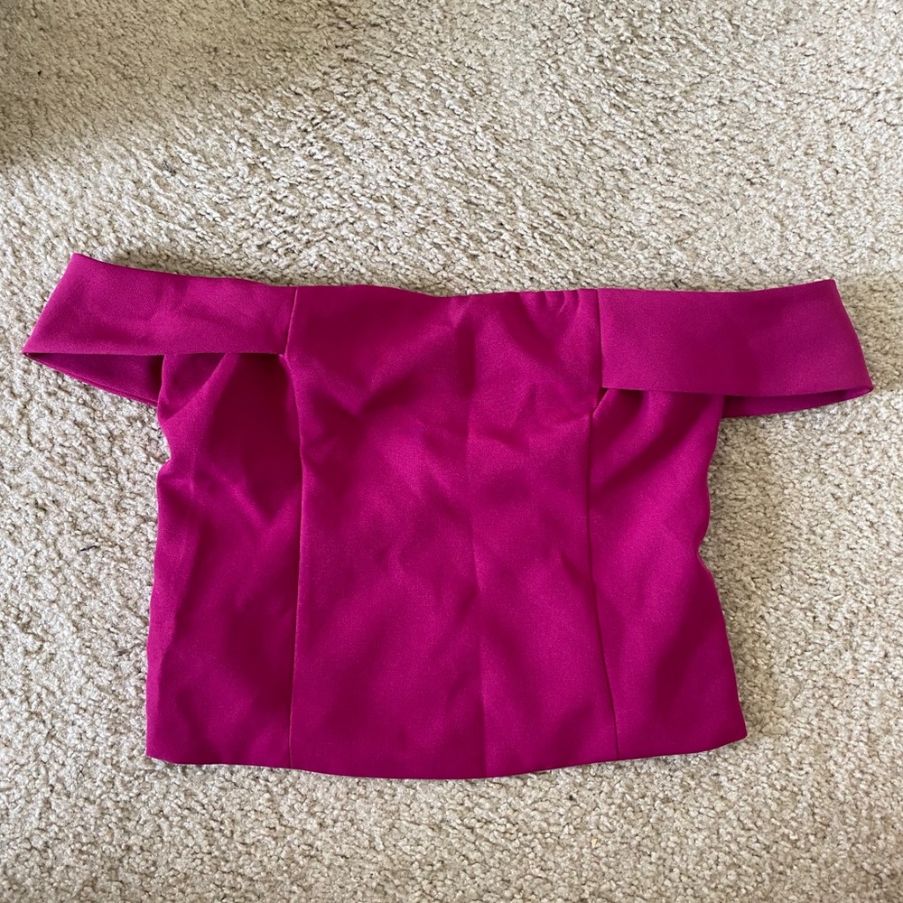 Express Magenta Off the Shoulder Crop Top